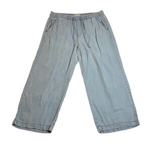 St. John's Bay High Rise Wide Leg Cropped Pants Size Large Beach Coastal Casual